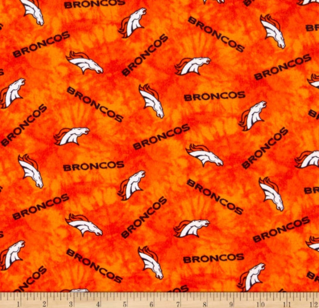 Denver Broncos NFL Tie Dye Orange Design 42 inches  FLANNEL Cotton Fabric