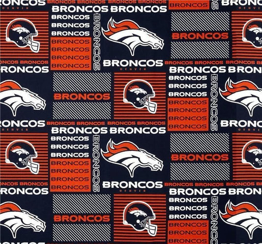 Denver Broncos NFL Block Design 58" Cotton Fabric