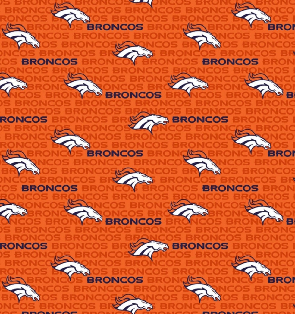 Denver Broncos NFL Mini Name Print Orange Design 58-60 inches Cotton Fabric