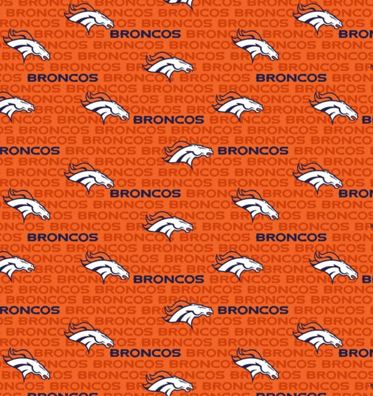 Denver Broncos NFL Mini Name Print Orange Design 58-60 inches Cotton Fabric