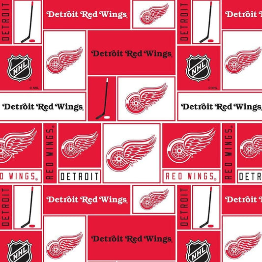 Detroit Red Wings NHL Hockey Box Design Cotton Fabric