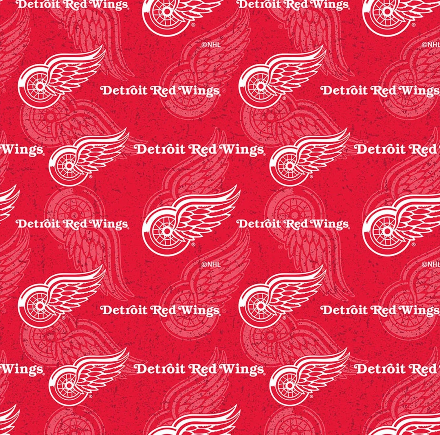 Detroit Red Wings NHL Hockey Tone on Tone design Cotton Fabric