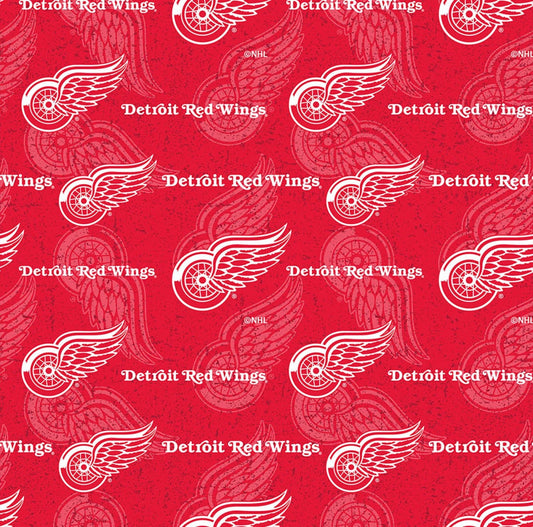 Detroit Red Wings NHL Hockey Tone on Tone design Cotton Fabric