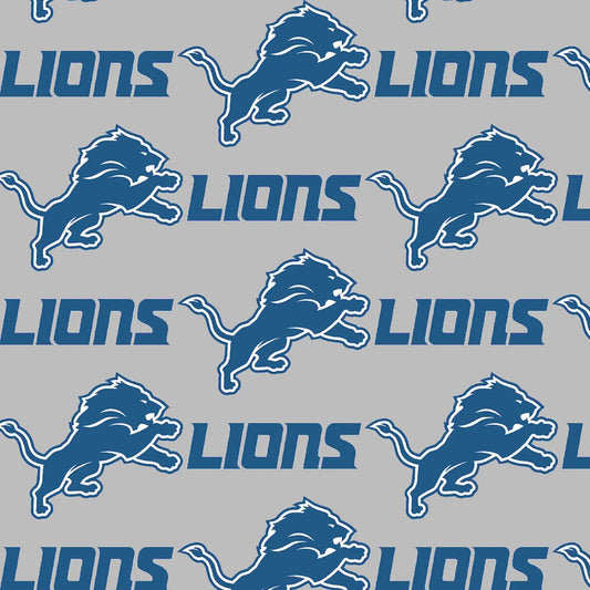 Detroit Lions NFL Football Logo Fabric Traditions 58 inches Polyester FLEECE Fabric NFL-14726-D