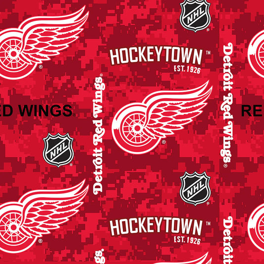 Detroit Red Wings NHL Hockey One Way Digi Camo Sykel Enterprises Polyester FLEECE Fabric NHL-1202-WIN