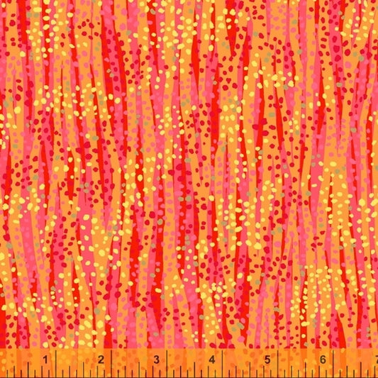 Dewdrop Fire Orange Pink Gold Metallic Whistler Studios Windham Cotton Fabric