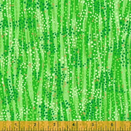 Dewdrop Grass Green Gold Metallic Whistler Studios Windham Cotton Fabric