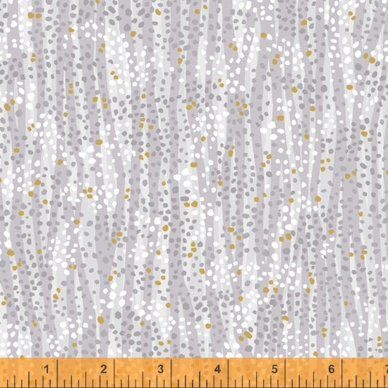 Dewdrop Stone Gray Gold Metallic Whistler Studios Windham Cotton Fabric