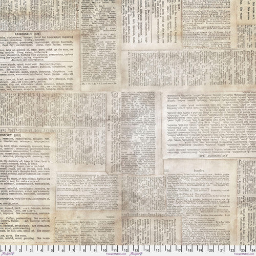 Foundations 108" Dictionary Wide Back Neutral Tim Holtz Eclectic Elements Free Spirit Cotton Fabric