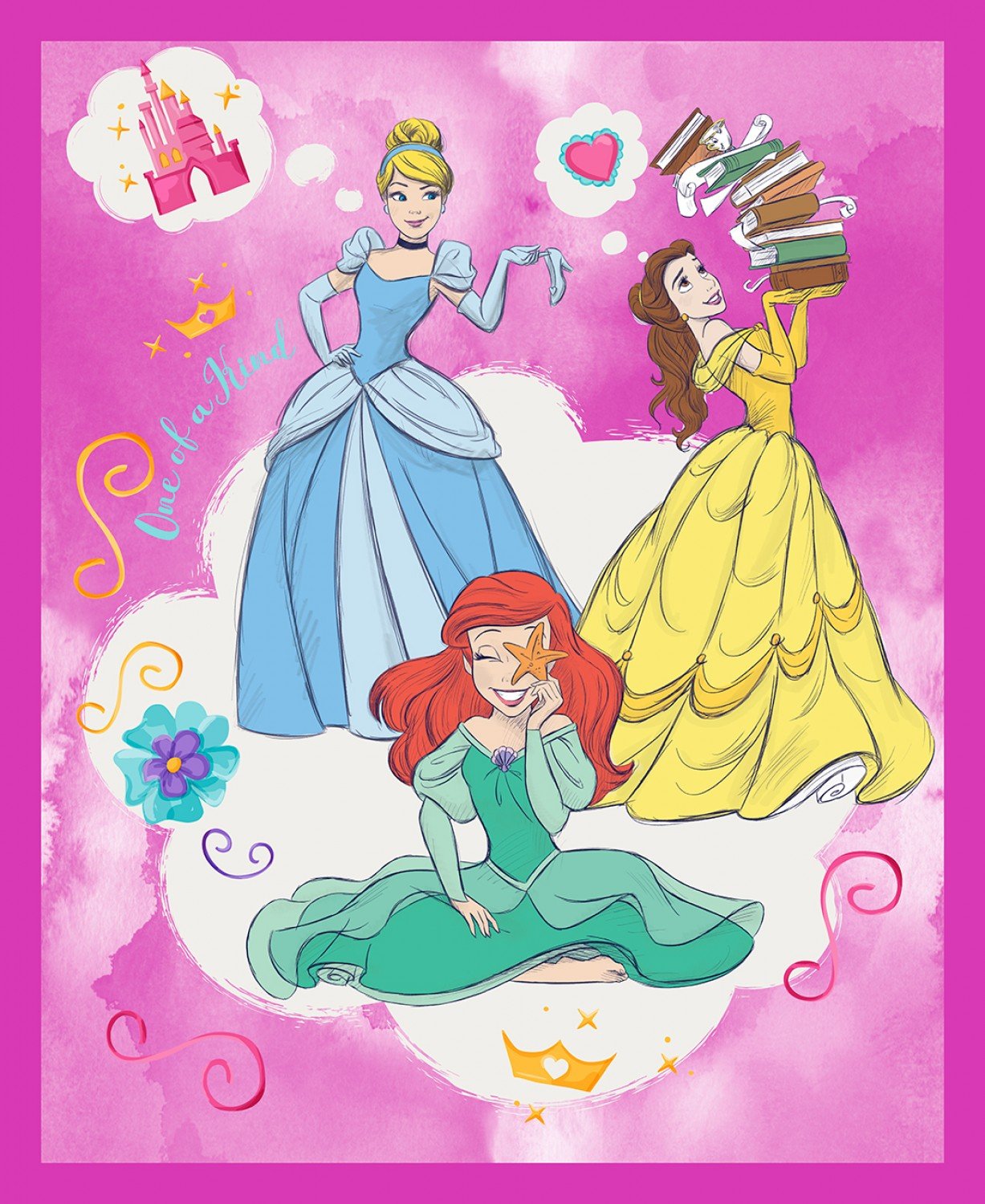 Disney Princesses One of a Kind Panel 36" Springs Creative Cotton Fabric