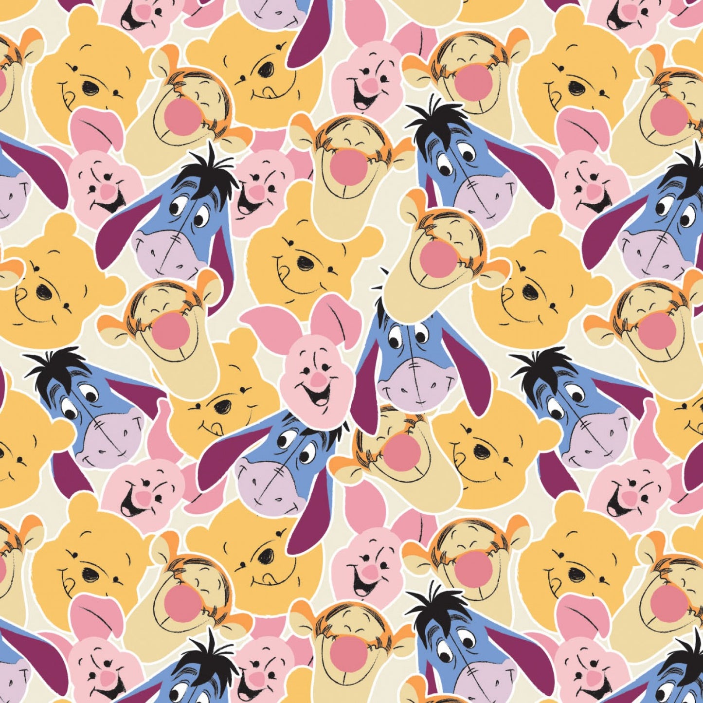 Disney Winnie the Pooh All About Me Pooh and Friends Faces Cream Camelot Cotton Fabric