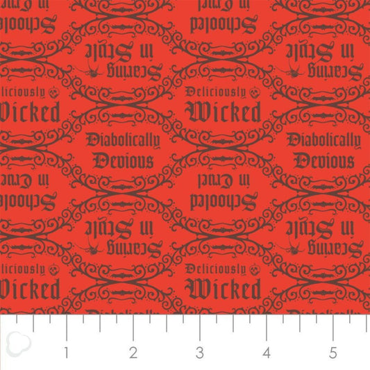 Disney Villains Diabolical Quotes Red Camelot Fabrics Cotton Fabric CF-85990205-4