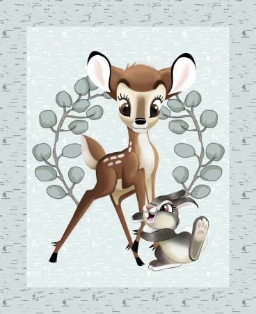 Disney Bambi and Thumper Panel 36" Pale Green Springs Creative Cotton Fabric