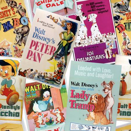 Disney Classic Posters Multi Springs Creative Cotton Fabric