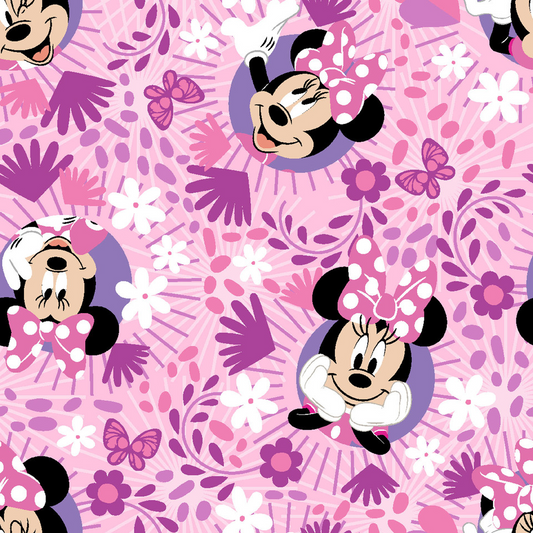 Disney Cotton Minnie Icon Badge Pink Springs Creative Cotton Fabric SC-80150-A62078