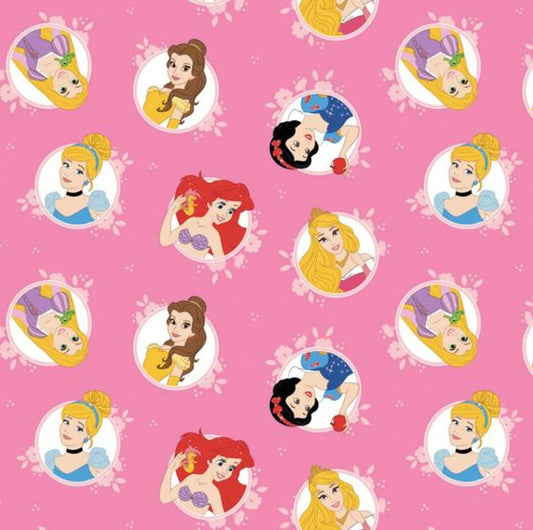 Disney Forever Princess Circles Pink Camelot Cotton Fabric