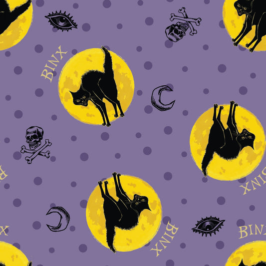 Disney Hocus Pocus Binx Purple Springs Creative Cotton Fabric