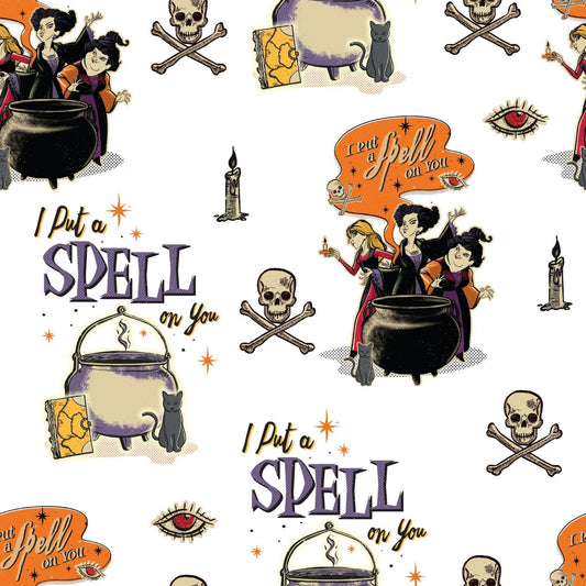 Disney Hocus Pocus I Put A Spell on You White Springs Creative Cotton Fabric