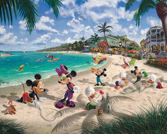 Disney Mickey and Minnie Florida Panel 36" Thomas Kinkade David Textiles Cotton Fabric DT-2203-4C-1