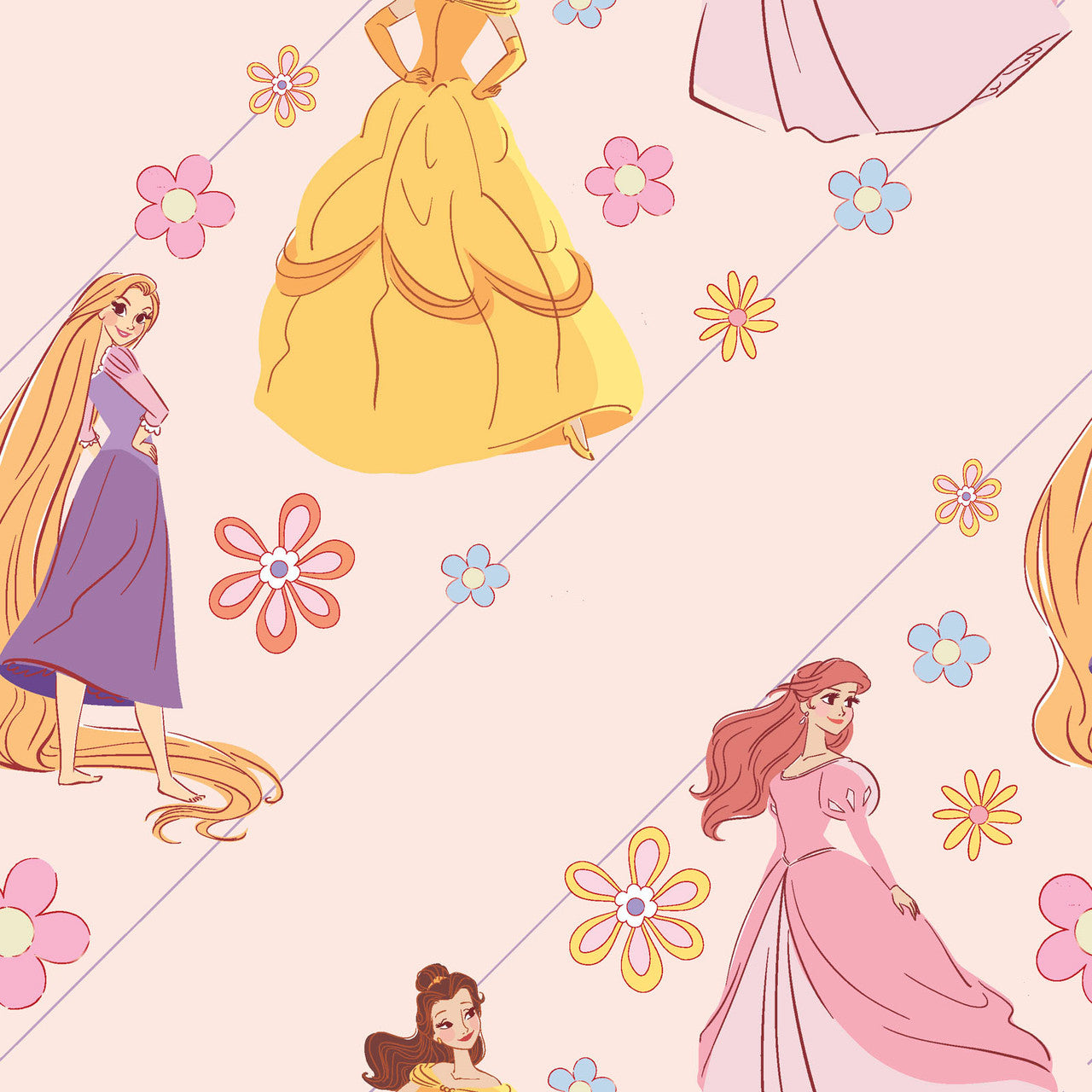 Disney Pastel Princesses Pinks Springs Creative Cotton Fabric SC-80524