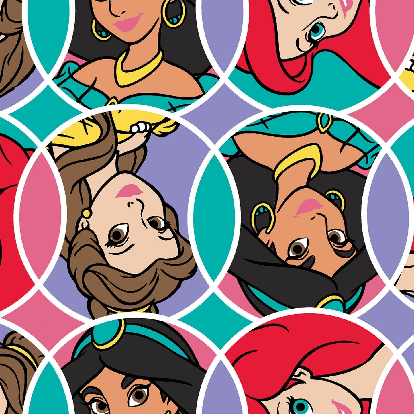 Disney Princess Jasmine, Ariel & Belle Springs Creative 58" FLEECE Fabric