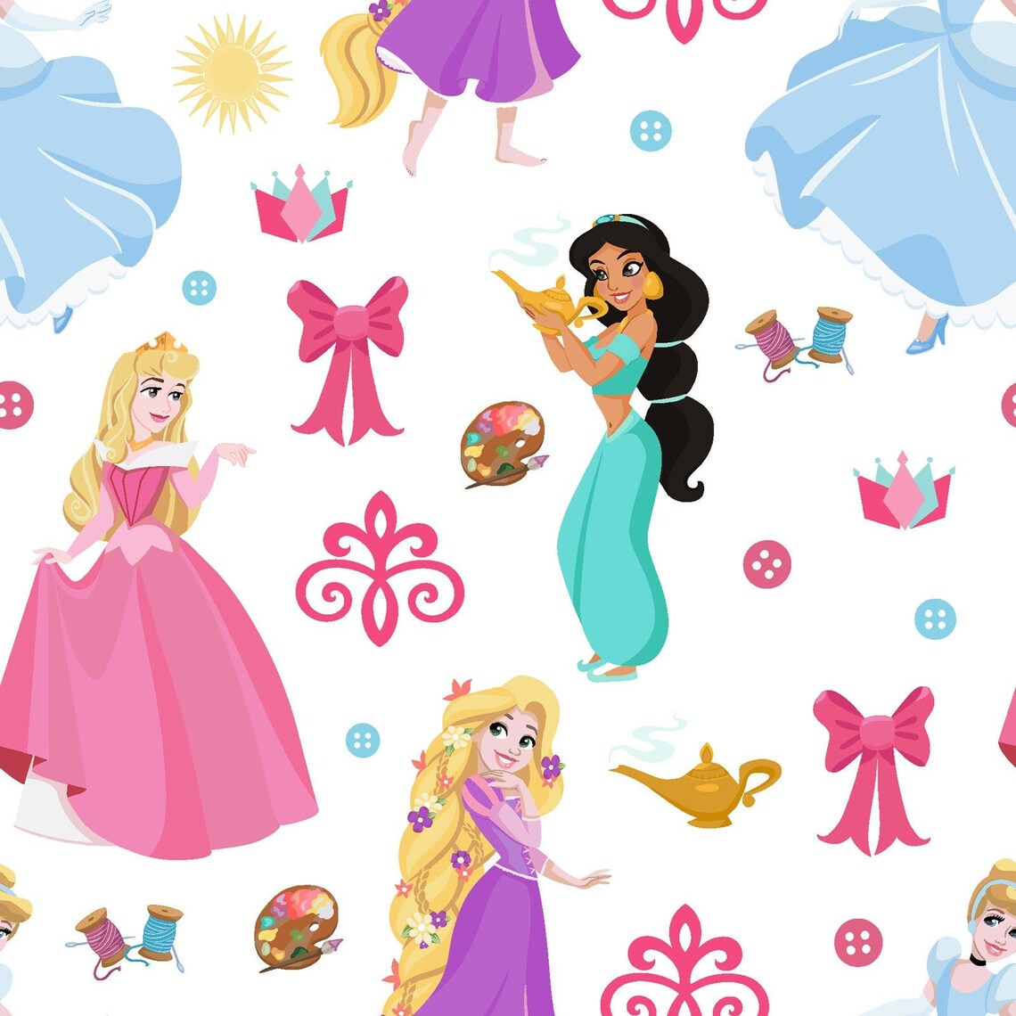 Disney Princess Icon Packed Multi Springs Creative Cotton Fabric