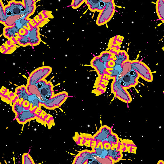 Disney Stitch Extrosvert Black Springs Creative Polyester Fleece Fabric SC-79744