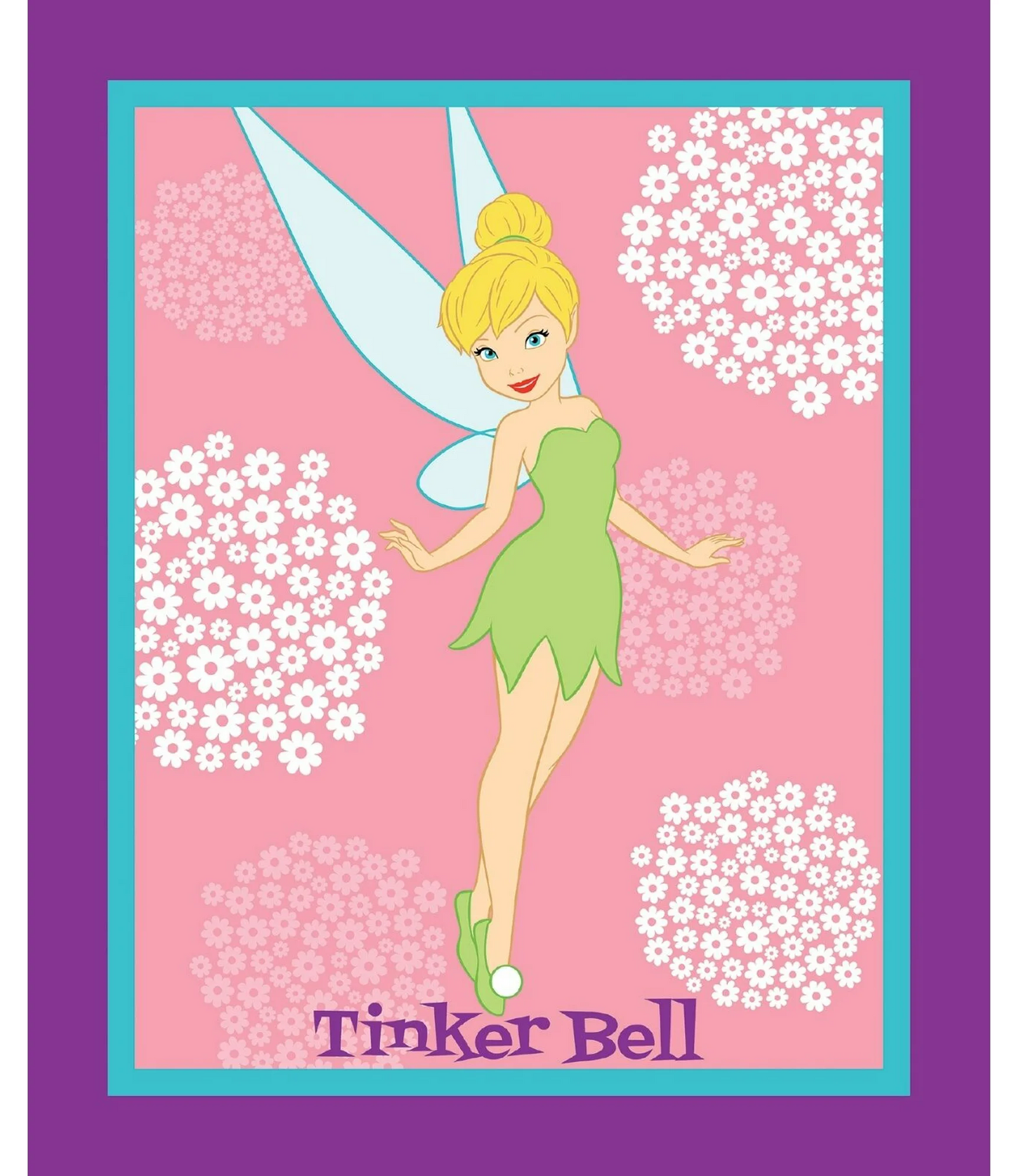 Disney Tinkerbell Flowers Panel 35" Springs Creative Cotton Fabric