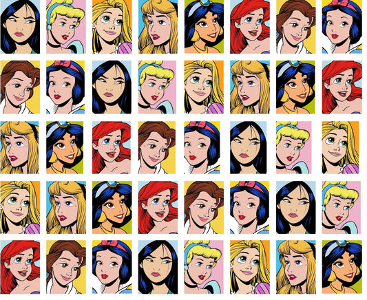 Disney Ultimate Princess Grid Faces Springs Creative Cotton Fabric