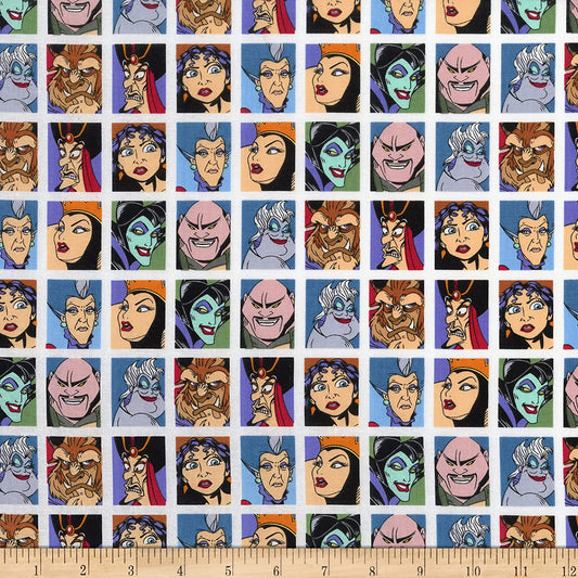 Disney Villains Grid Ultimate Princess Collection Springs Creative Cotton Fabric
