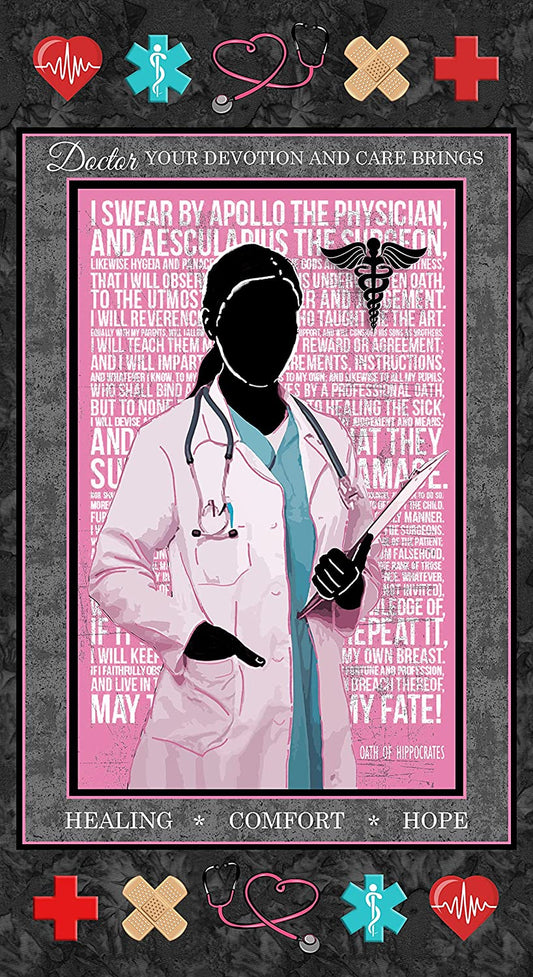 Female Doctor Panel 24" Print Concepts Sykel Cotton Fabric