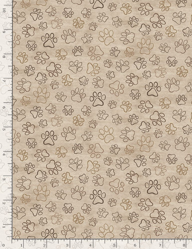 Dogs Rule Paw Print Outlines Natural Timeless Treasures Cotton Fabric TT-DOG-CD8556-NATURAL