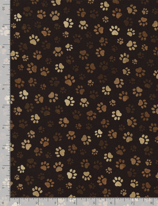 Dogs Rule Paw Print Mud Timeless Treasures Cotton Fabric TT-PAW-C1846-MUD