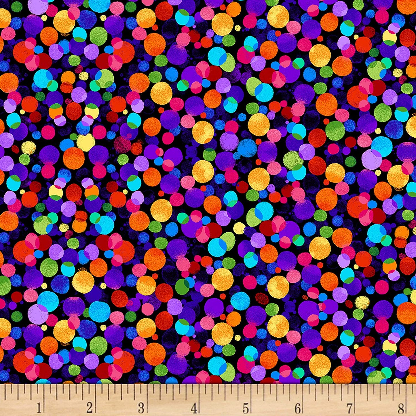 Dots Floating Rainbow Dots Night Bloom Fun Timeless Treasures Cotton Fabric