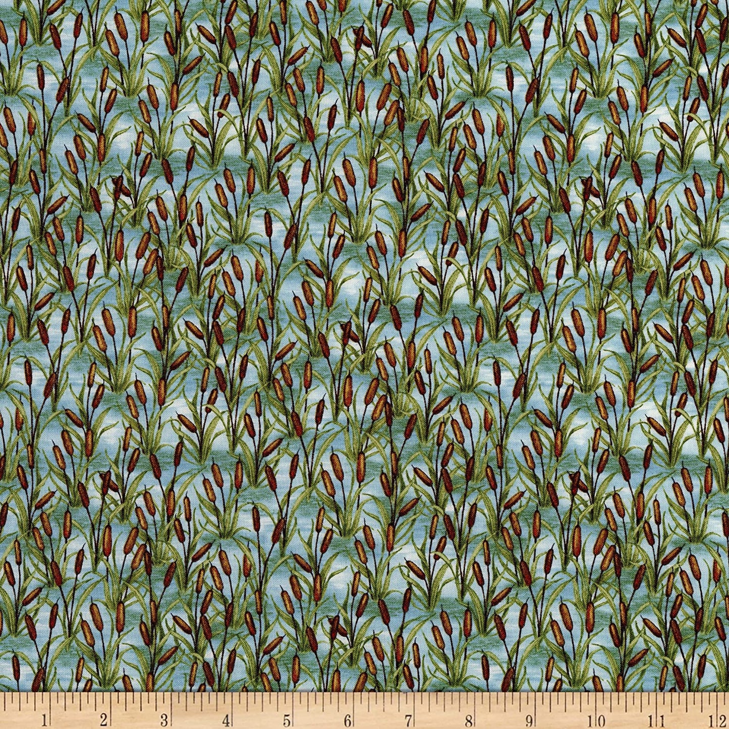 Down by the Lake Cattails Blue Susan Winget Wilmington Prints Cotton Fabric