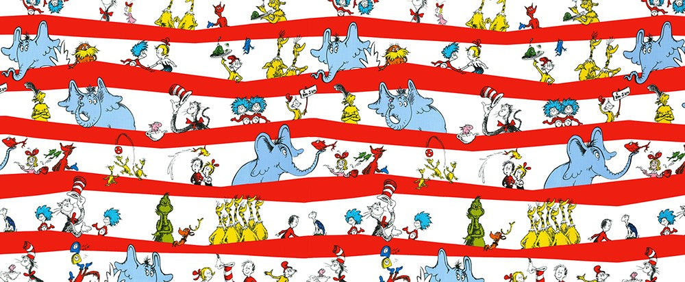 Dr. Seuss Celebrate Seuss! Stripes Celebration Robert Kaufman Cotton Fabric RK-ADE-10788-203