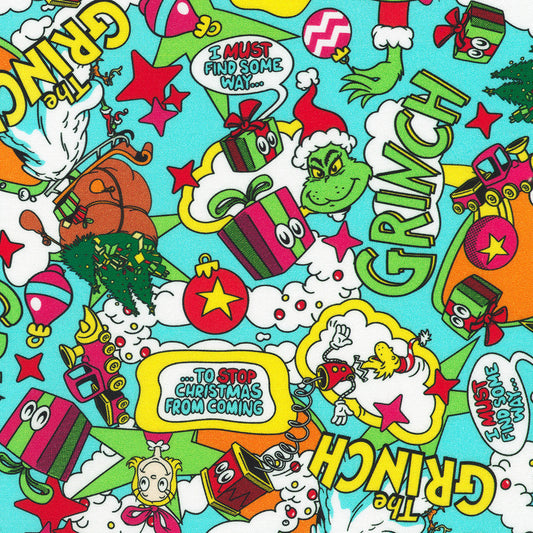 Dr. Seuss How the Grinch Stole Christmas Comic Spread Holiday Robert Kaufman Cotton Fabric RK-ADED-28098-223