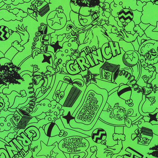 Dr. Seuss How the Grinch Stole Christmas Comics Green Robert Kaufman Cotton Fabric RK-ADED-23099-7