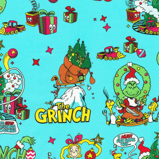 Dr. Seuss How the Grinch Stole Christmas Scenic Snow Robert Kaufman Cotton Fabric RK-ADED-23101-87