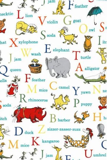 Dr Seuss Alphabet Adventure ABC White Robert Kaufman Cotton Fabric RK-ADE-14692-267