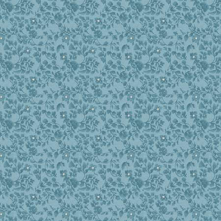 Dragonfly Garden Blue Tiny Stampled Vintage Florals Timeless Treasures Cotton Fabric