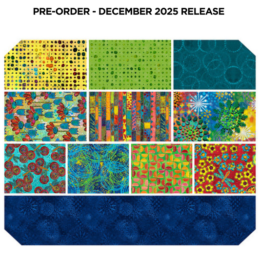 PRE-ORDER | DEC 2025 | Dragonfly Dance Fat Quarter Bundle Spark Pack 18"x21" 11pc Sue Penn Free Spirit Cotton Quilting Fabric FS-FB4FSSP.SPARK