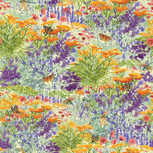 Dragonfly Dance Dragonflies Periwinkle Multi Grace Violet Designs Henry Glass Cotton Fabric