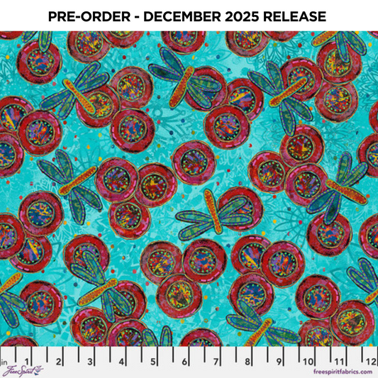 PRE-ORDER | DEC 2025 | Dragonfly Dance Flight Mint Sue Penn Free Spirit Cotton Quilting Fabric FS-PWSP110.MINT