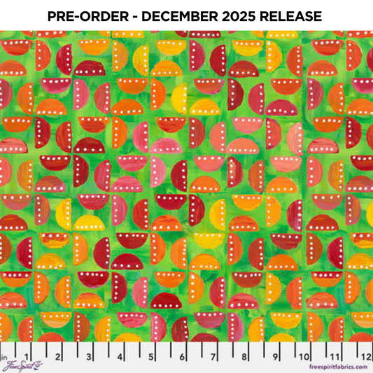 PRE-ORDER | DEC 2025 | Dragonfly Dance Pinwheel Party Lime Sue Penn Free Spirit Cotton Fabric FS-PWSP112.LIME