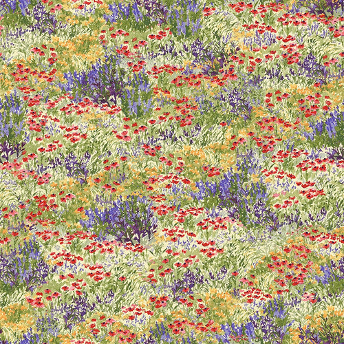 Dragonfly Dance Wild Flower Garden Multi Grace Violet Designs Henry Glass Cotton Fabric HG-1731-63