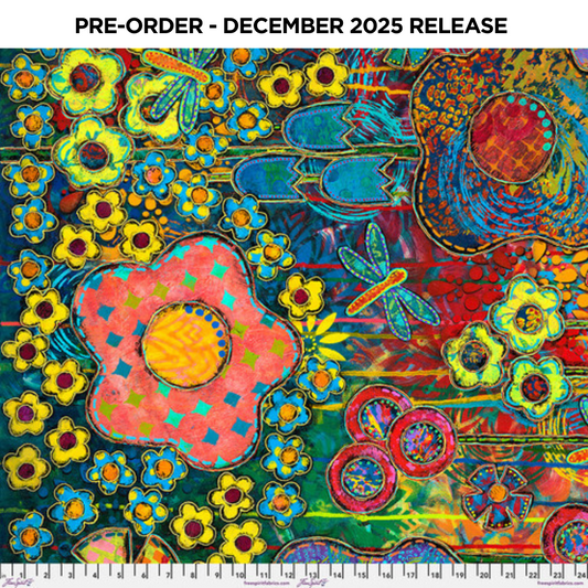 PRE-ORDER | DEC 2025 | Dragonfly Dance Multi Sue Penn Free Spirit Cotton Quilting Fabric FS-PWSP106.MULTI