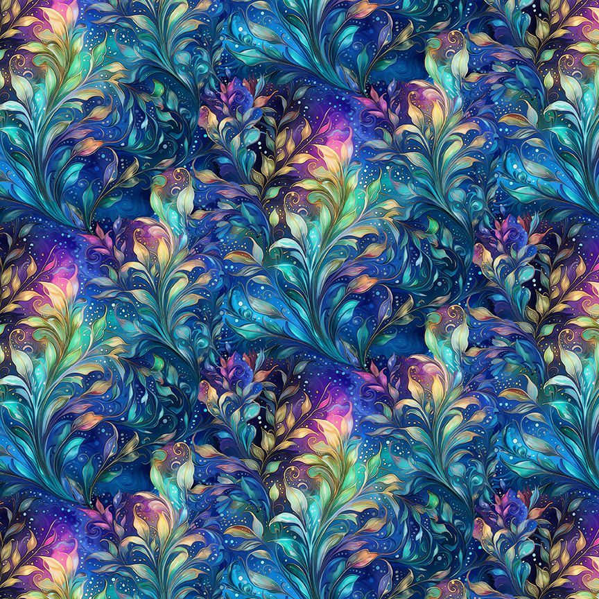 Dragonfly Illusion Fantasy Leafy Vine Multi Timeless Treasures Cotton Fabric