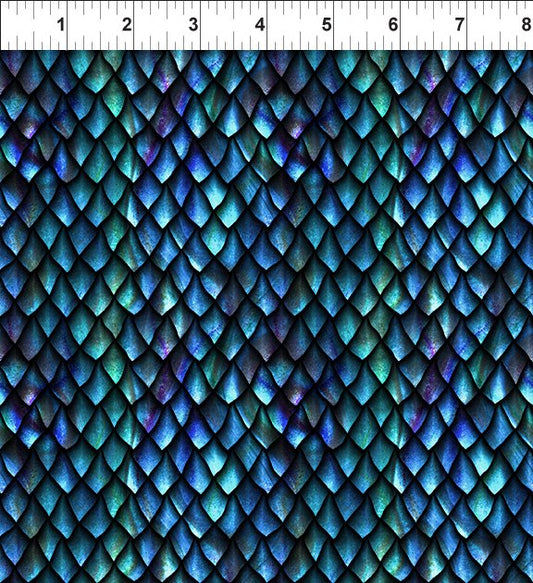 Dragons Scales Blue Black Jason Yenter In The Beginning Cotton fabric