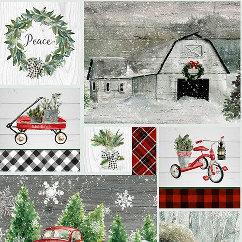 Dreaming of a Farmhouse Christmas Farmhouse Patch Multi Carol Robinson 3 Wishes Cotton Fabric